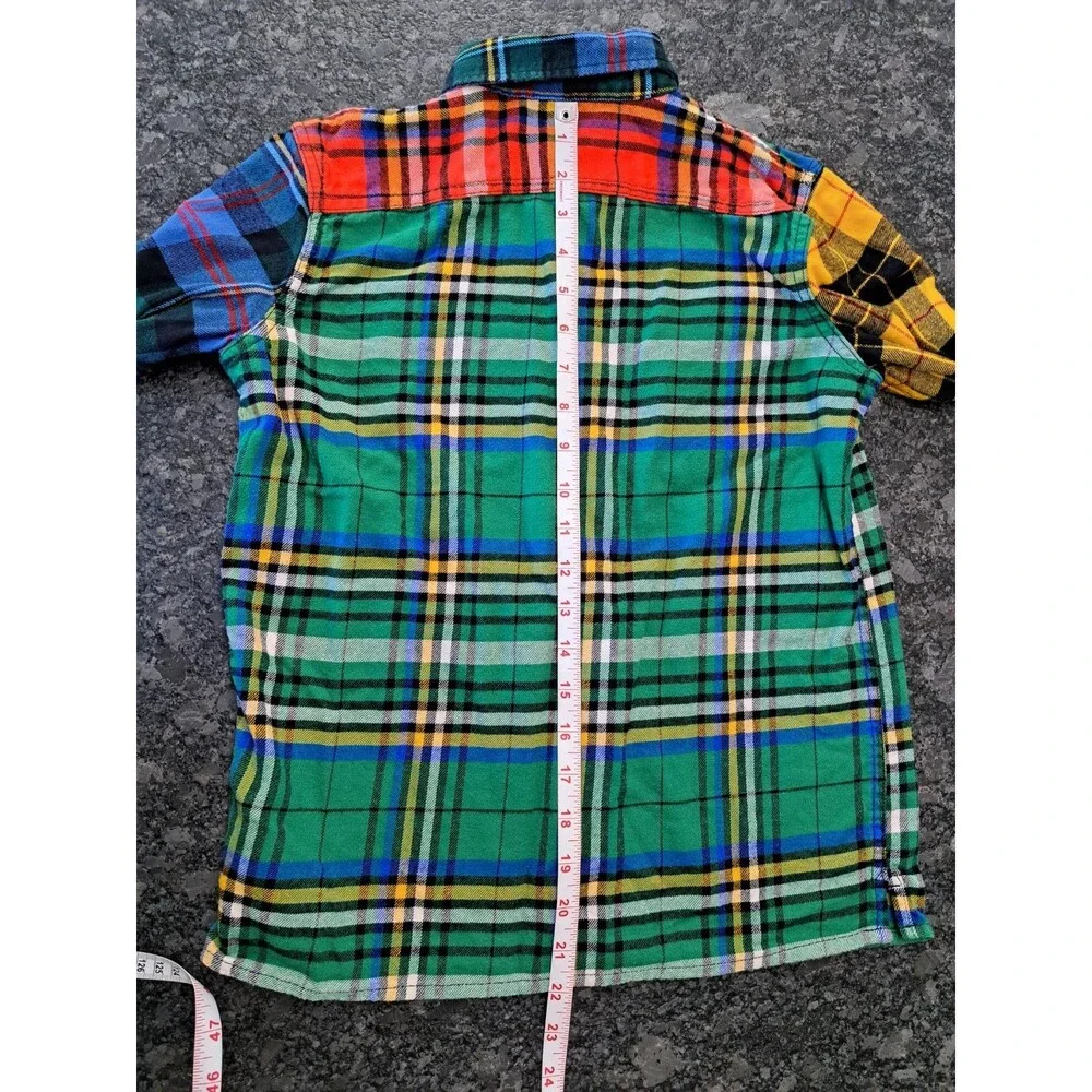 GAP Kids Multicolor Plaid Flannel Shirt Button Up Size Large Boys Organic Cotton